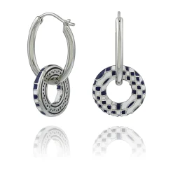 Boucles d'oreilles argent Damier Bari