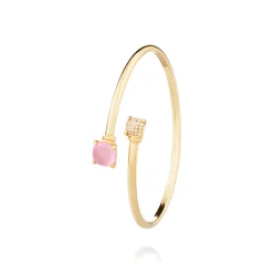 Jonc argent doré Manarola rose et pierres